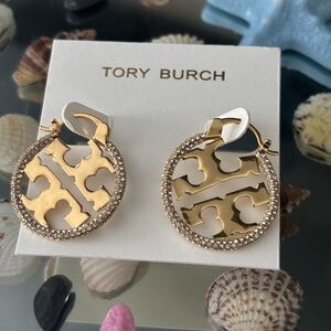 Tory Burch Gold and Silver Hoop Earrings